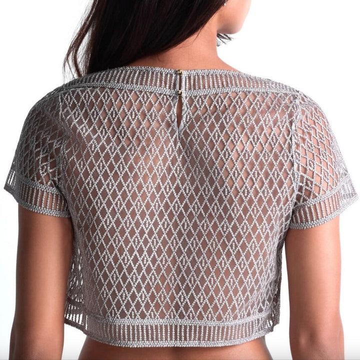 Aubade Stardust Dream Short Sleeve Crop Top 4D48-Seductive Accessories-Aubade Paris-Cosmos Silver-Small-Anna Bella Fine Lingerie, Reveal Your Most Gorgeous Self!