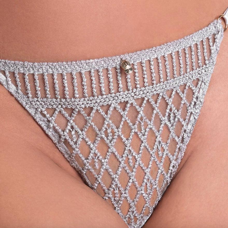 Aubade Stardust Dream Tanga 4D26-Panties-Aubade Paris-Cosmos Silver-XSmall-Anna Bella Fine Lingerie, Reveal Your Most Gorgeous Self!