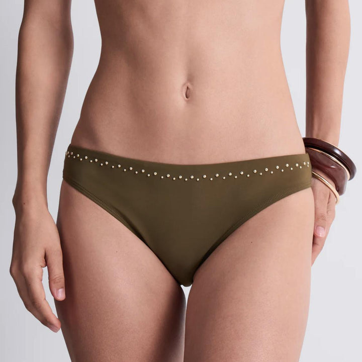 Aubade Summer Stars Brazilian Swim Brief 6P22 in Khaki-Swimwear-Aubade Paris-Khaki-XLarge-Anna Bella Fine Lingerie, Reveal Your Most Gorgeous Self!