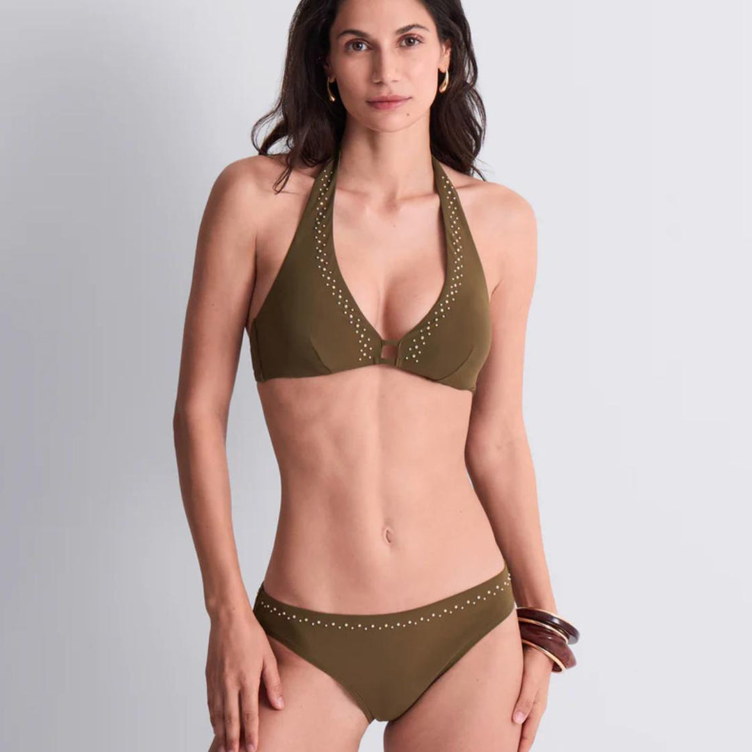 Aubade Summer Stars Brazilian Swim Brief 6P22 in Khaki-Swimwear-Aubade Paris-Khaki-XLarge-Anna Bella Fine Lingerie, Reveal Your Most Gorgeous Self!