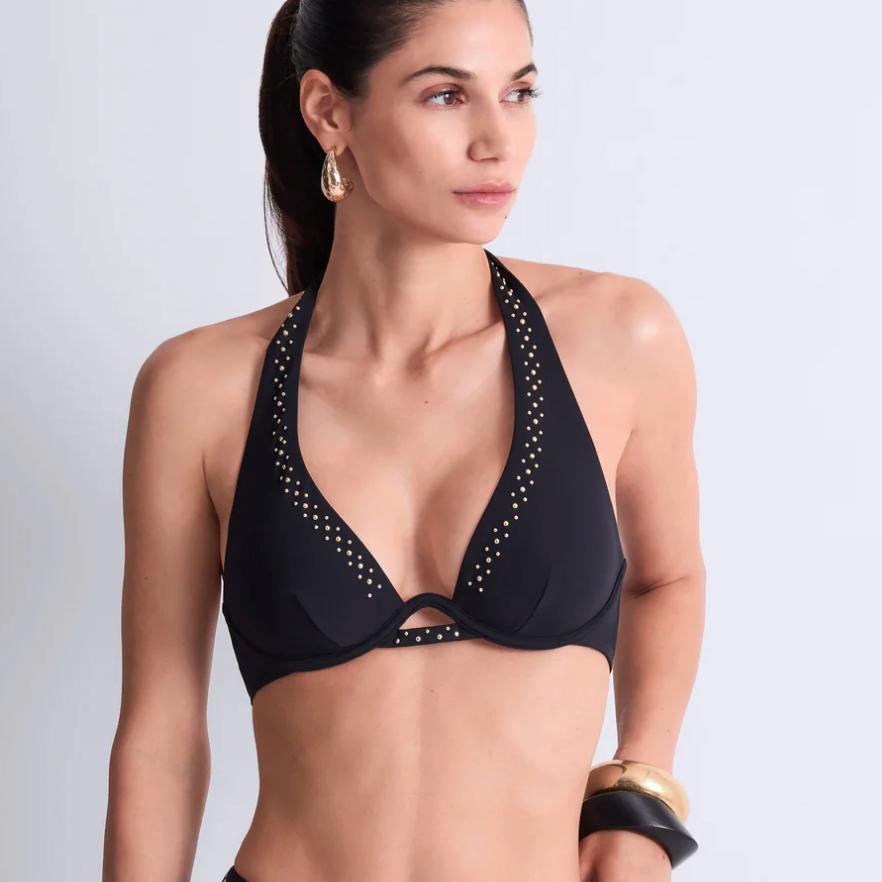 Aubade Summer Stars Single Wired Triangle Swim Bra 6PM12 in Black-Swimwear-Aubade Paris-Black-32-E-Anna Bella Fine Lingerie, Reveal Your Most Gorgeous Self!