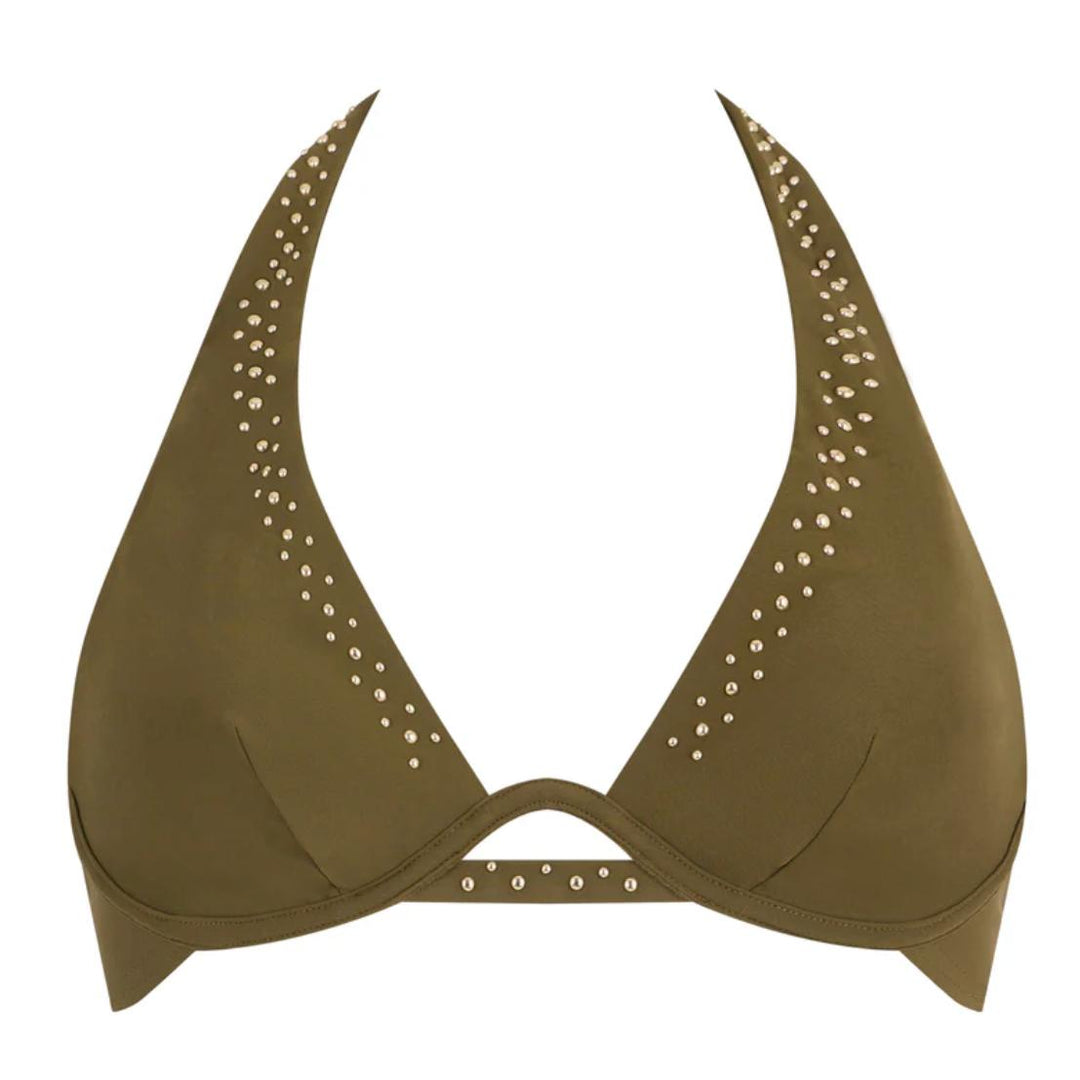 Aubade Summer Stars Single Wired Triangle Swim Bra 6PM12 in Khaki-Swimwear-Aubade Paris-Khaki-34-D-Anna Bella Fine Lingerie, Reveal Your Most Gorgeous Self!
