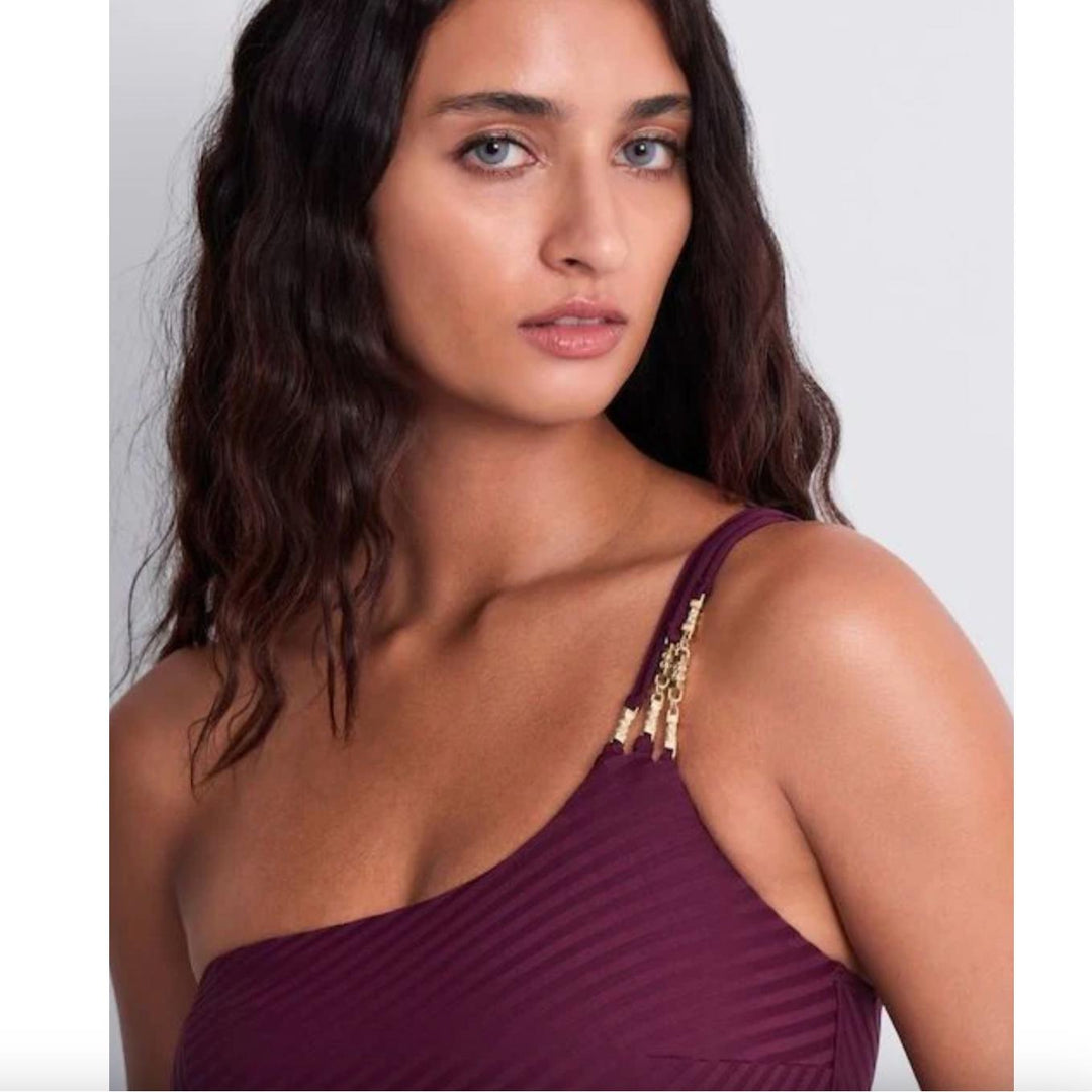 Aubade Sun Pop Asymmetrical One Piece Swimsuit 6R67-A in Acai-Swimwear-Aubade Paris-Acai-Medium-Anna Bella Fine Lingerie, Reveal Your Most Gorgeous Self!