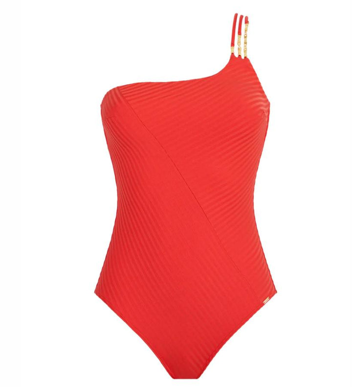 Aubade Sun Pop Asymmetrical One Piece Swimsuit 6R67-A in Coral-Swimwear-Aubade Paris-Coral-Small-Anna Bella Fine Lingerie, Reveal Your Most Gorgeous Self!
