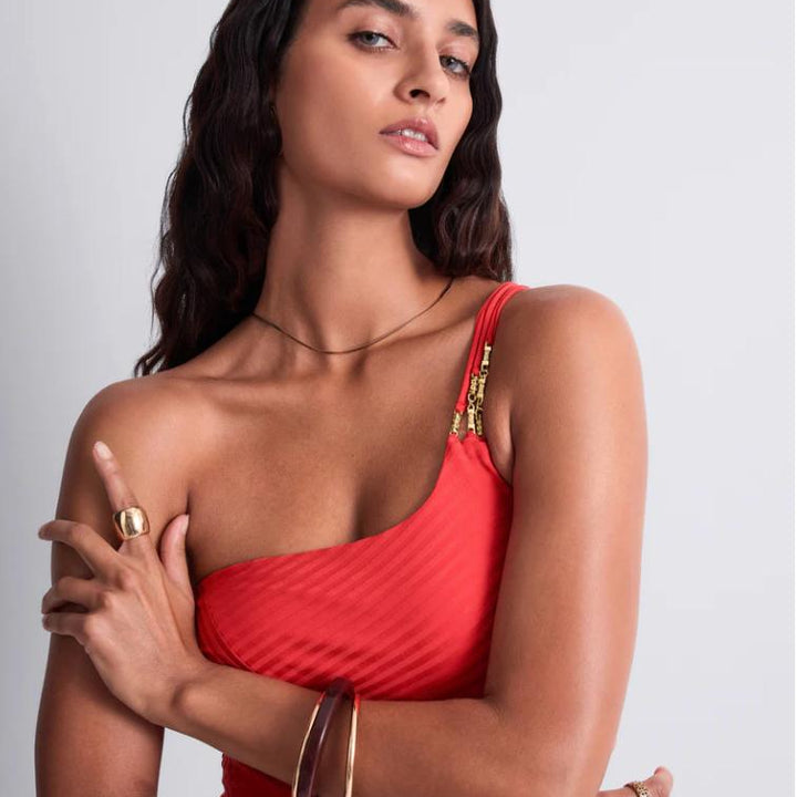 Aubade Sun Pop Asymmetrical One Piece Swimsuit 6R67-A in Coral-Swimwear-Aubade Paris-Coral-Small-Anna Bella Fine Lingerie, Reveal Your Most Gorgeous Self!