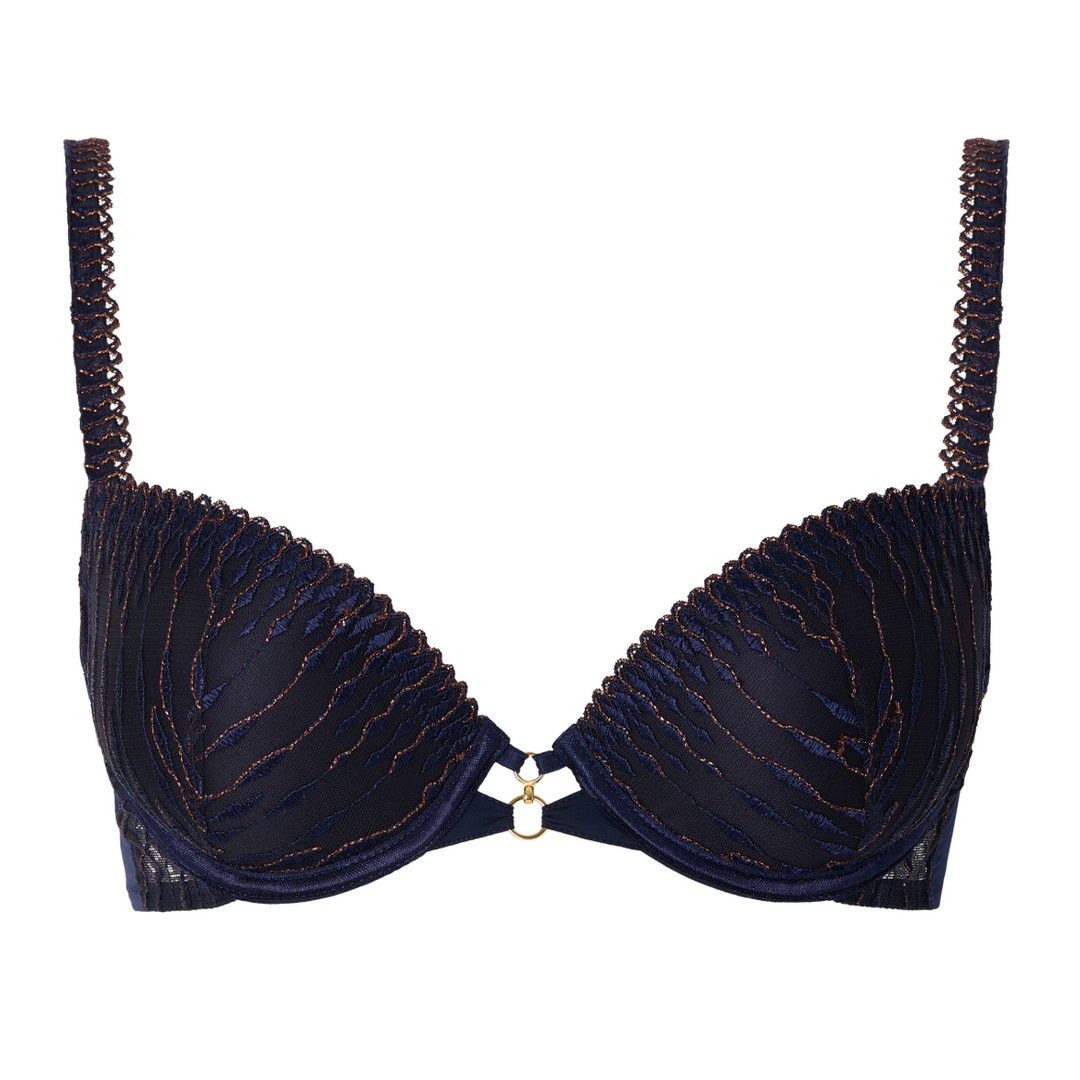 Aubade Voodoo Kiss Padded Plunge Bra in Blue Moon 3DN08-Bras-Aubade Paris-BLUE MOON-30-D-Anna Bella Fine Lingerie, Reveal Your Most Gorgeous Self!