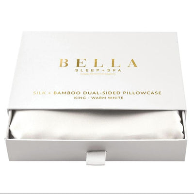 Bella Dual-Sided Silk + Bamboo KING SIZE Pillowcase in Warm White N2554-Pillowcases-Bella Sleep & Spa-Anna Bella Fine Lingerie, Reveal Your Most Gorgeous Self!