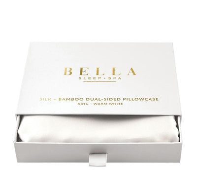 Bella Dual-Sided Silk + Bamboo King Pillowcase in Warm White N2554-Anna Bella Fine Lingerie-