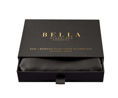 Bella Dual-Sided Silk + Bamboo Standard Pillowcase in Black N2551-Anna Bella Fine Lingerie-