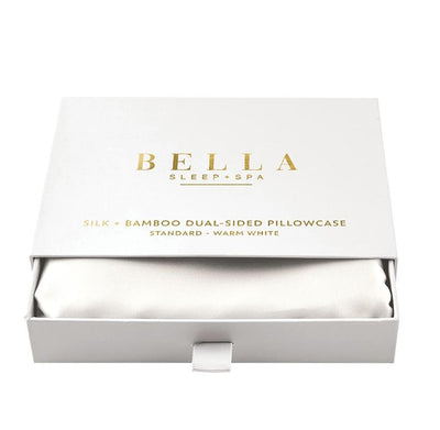Bella Dual-Sided Silk + Bamboo Standard Pillowcase in Warm White N2550-Anna Bella Fine Lingerie-