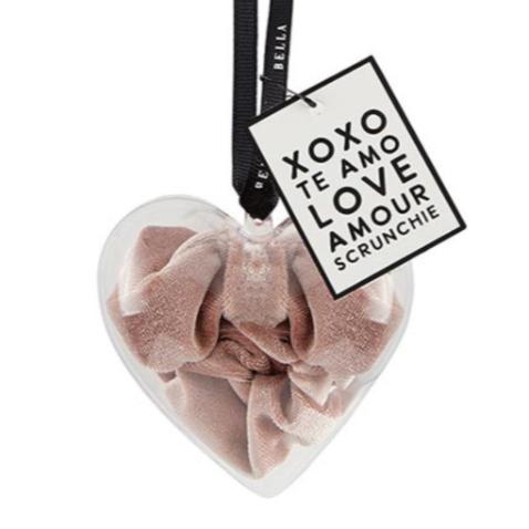 Bella Heart Ornament Scrunchi in Blush P7112-Bath &amp; Beauty-Bella Sleep &amp; Spa-Anna Bella Fine Lingerie, Reveal Your Most Gorgeous Self!