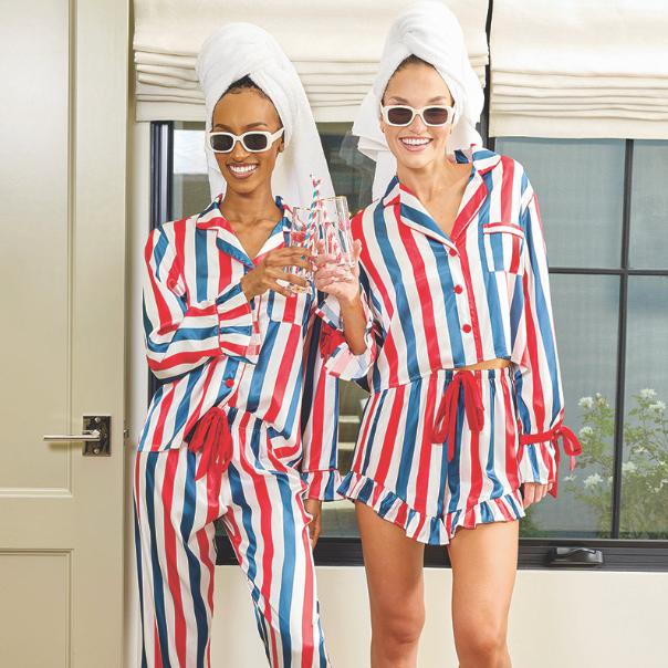 Bella Long Sleeve Cropped Ruffled Short Set-Sleepwear-Bella Sleep & Spa-Striped-Small-Anna Bella Fine Lingerie, Reveal Your Most Gorgeous Self!