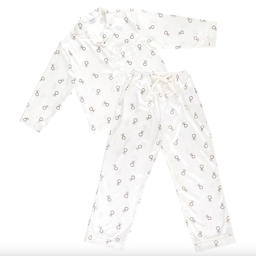 Bella Long Sleeve Engagement Ring PJ Set R0673-Sleepwear-Bella Sleep &amp; Spa-White-Small-Anna Bella Fine Lingerie, Reveal Your Most Gorgeous Self!