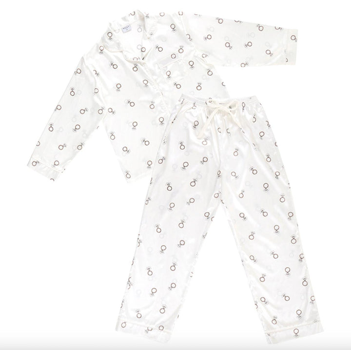 Bella Long Sleeve Engagement Ring PJ Set R0673-Sleepwear-Bella Sleep &amp; Spa-White-Small-Anna Bella Fine Lingerie, Reveal Your Most Gorgeous Self!