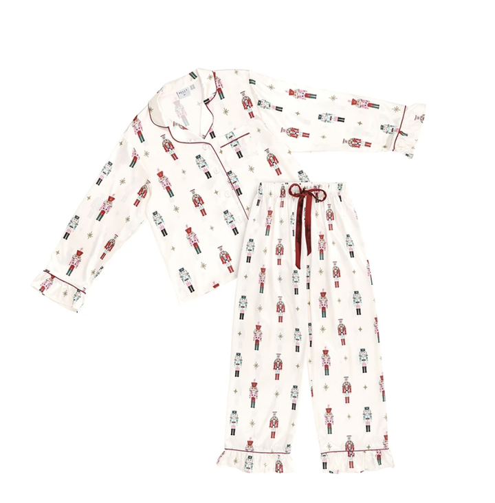 Bella Nutcracker Full-Length Ruffled PJ Set T6007-Sleepwear-Bella Sleep &amp; Spa-Ivory Nutcracker-Small-Anna Bella Fine Lingerie, Reveal Your Most Gorgeous Self!