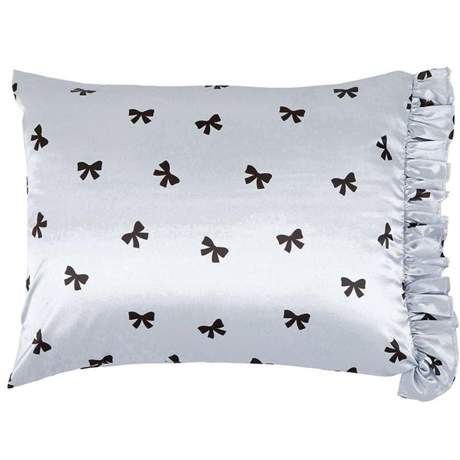 Bella Ruffled Satin Pillowcase - Black Bows P2431-Anna Bella Fine Lingerie-