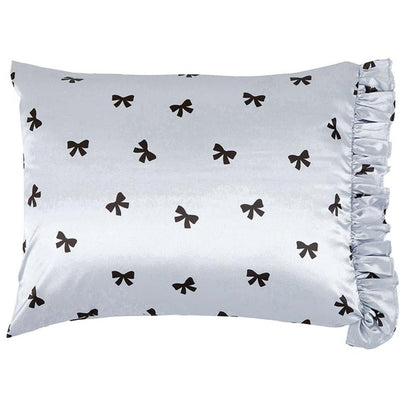 Bella Ruffled Satin Pillowcase - Black Bows P2431-Pillowcases-Bella Sleep & Spa-Anna Bella Fine Lingerie, Reveal Your Most Gorgeous Self!