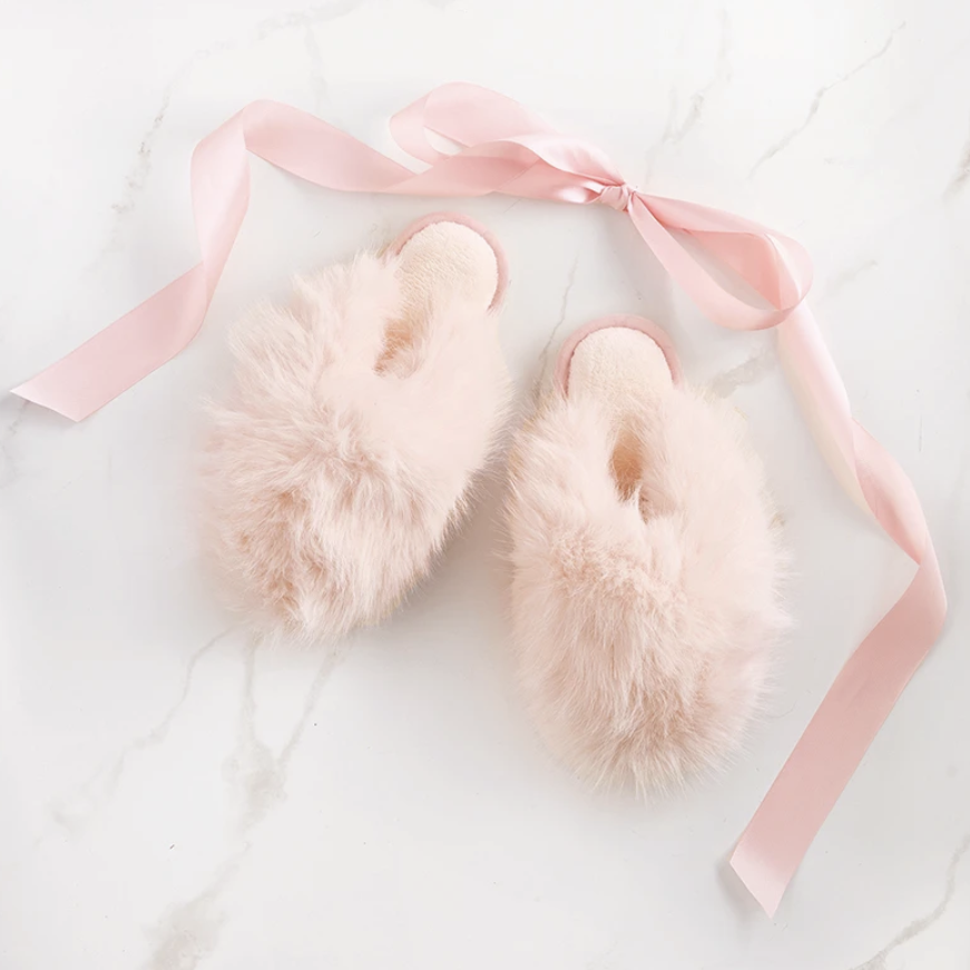 Bella Snowball Plush Slippers in Pink T6127-Socks & Slippers-Bella Sleep & Spa-Pink-Small-Anna Bella Fine Lingerie, Reveal Your Most Gorgeous Self!