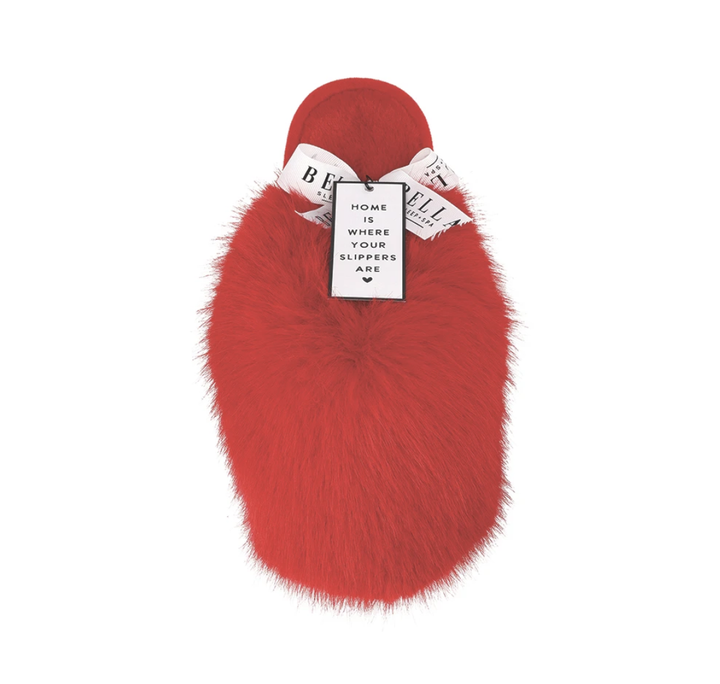 Bella Snowball Plush Slippers in Red T6124-Socks &amp; Slippers-Bella Sleep &amp; Spa-Red-Small-Anna Bella Fine Lingerie, Reveal Your Most Gorgeous Self!