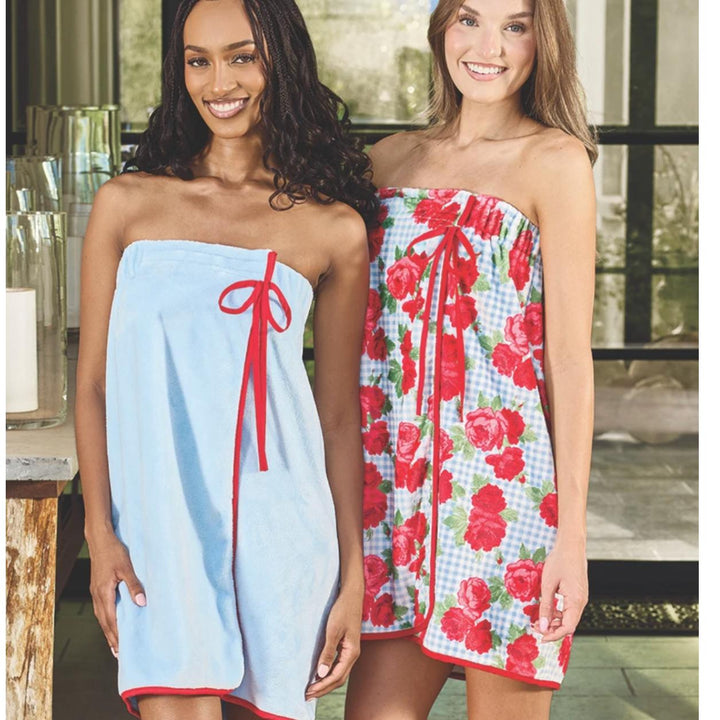 Bella Spa Wrap Droopy Bow in Blue and Red T1997-Bath &amp; Beauty-Bella Sleep &amp; Spa-Anna Bella Fine Lingerie, Reveal Your Most Gorgeous Self!