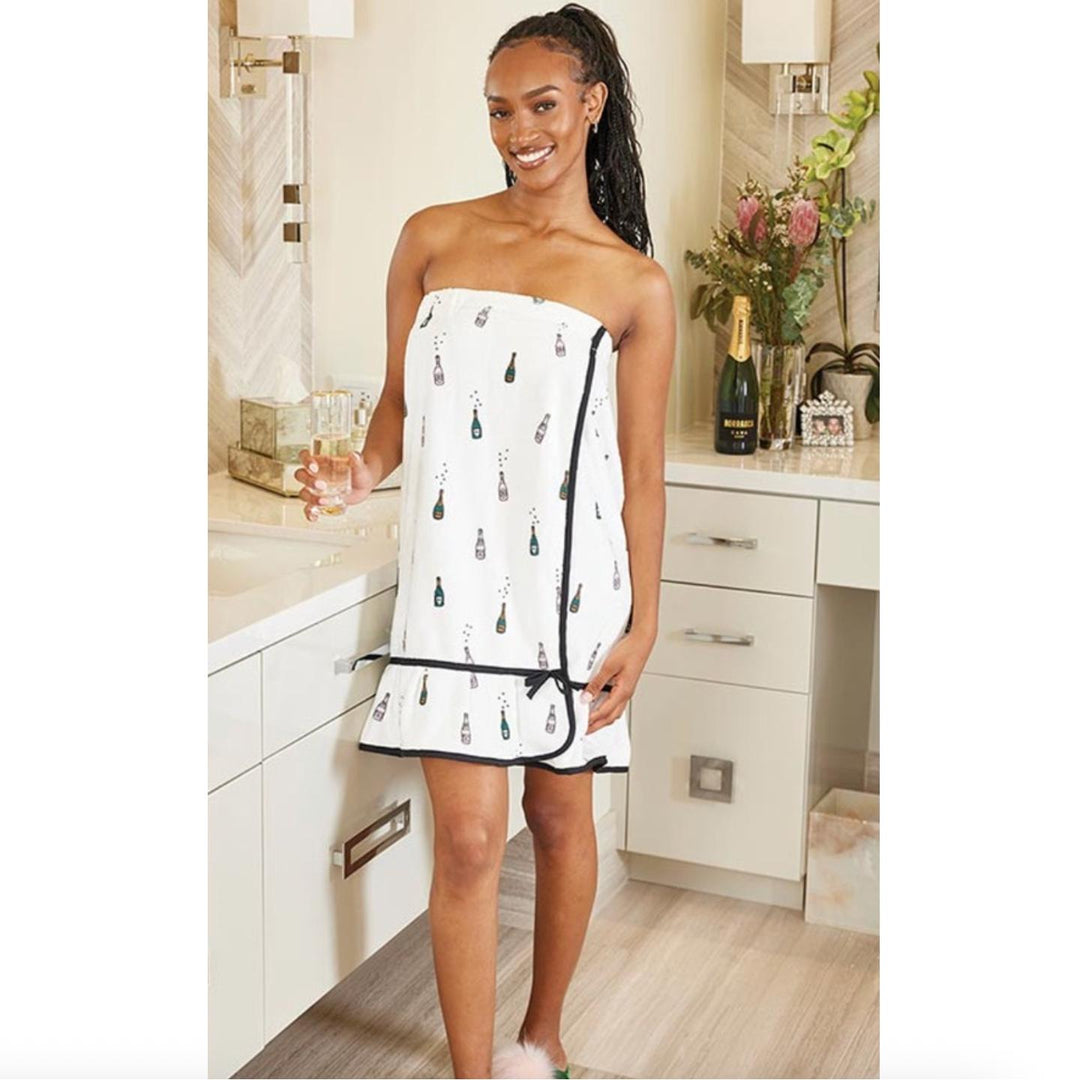 Bella Spa Wrap in Champagne Bottles P6936-Anna Bella Fine Lingerie-