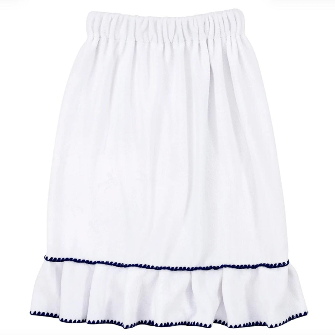 Bella Spa Wrap in White and Ocean Blue Whip Stitch R5402-Bath &amp; Beauty-Bella Sleep &amp; Spa-Anna Bella Fine Lingerie, Reveal Your Most Gorgeous Self!