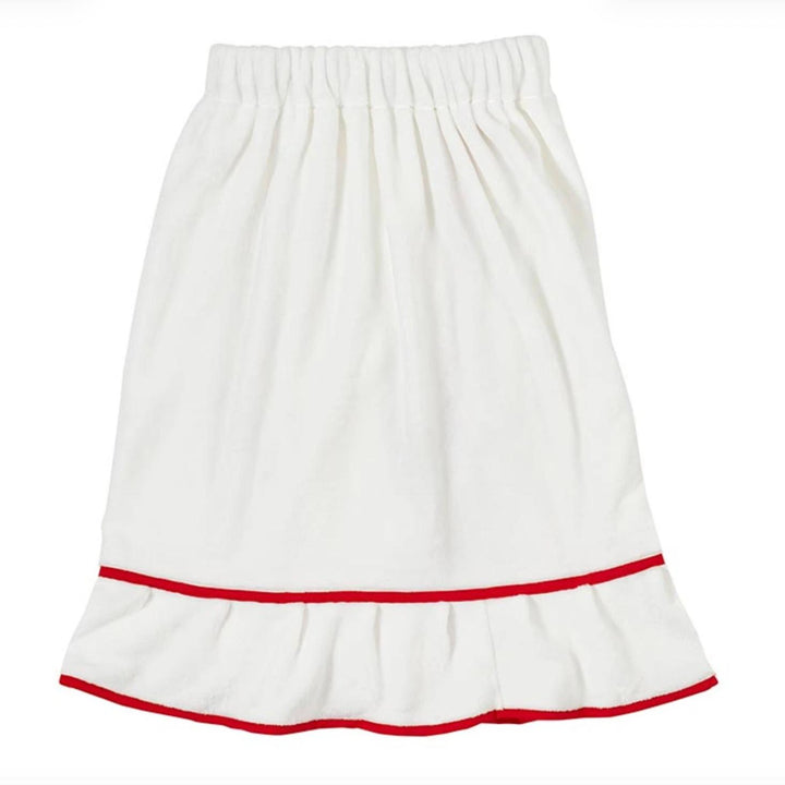 Bella Spa Wrap in White with Red Trim P6859-Bath &amp; Beauty-Bella Sleep &amp; Spa-Anna Bella Fine Lingerie, Reveal Your Most Gorgeous Self!