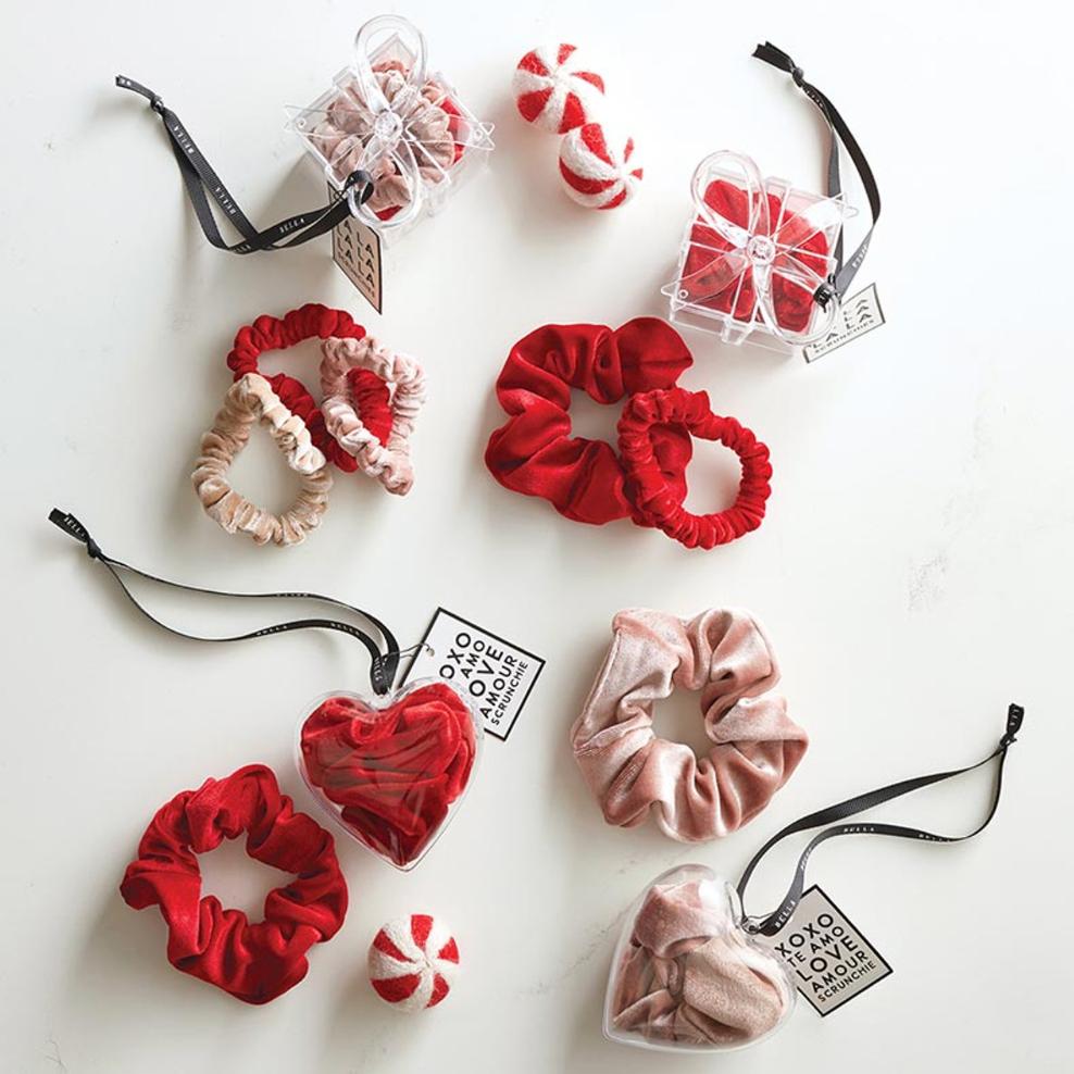 Bella Velvet Present Ornament Scrunchi in Red P6902-Bath &amp; Beauty-Bella Sleep &amp; Spa-Anna Bella Fine Lingerie, Reveal Your Most Gorgeous Self!