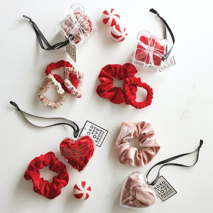 Bella Velvet Present Ornament Scrunchi in Red P6902-Bath &amp; Beauty-Bella Sleep &amp; Spa-Anna Bella Fine Lingerie, Reveal Your Most Gorgeous Self!