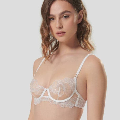 Bluebella Adeline Sheer Bra in White/Sheer 41674-Bras-Bluebella-White/Sheer-32-A-Anna Bella Fine Lingerie, Reveal Your Most Gorgeous Self!