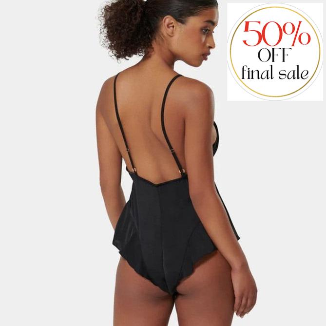 Bluebella Blake Luxury Satin Teddy 42284-Anna Bella Fine Lingerie-Black-XXSmall-