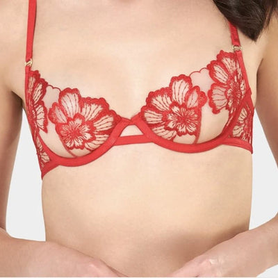 Bluebella Catalina delicate floral lace lingerie set in red