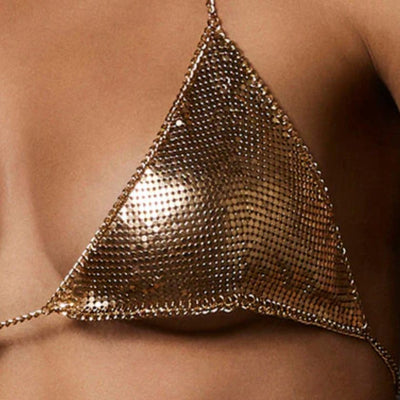 Bluebella Cyla Chainmail Soft Bra & Thong 42344-Seduction-Bluebella-Gold-XSmall/Small-Anna Bella Fine Lingerie, Reveal Your Most Gorgeous Self!