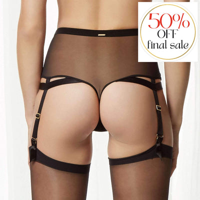 Bluebella Karolina High Waist Suspender Thong 40151-Anna Bella Fine Lingerie-Black-Small-