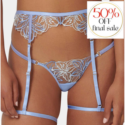 Bluebella Lilly Thigh Harness in Hydrangea Blue 42217-Anna Bella Fine Lingerie-Hydrangea Blue-XSmall-