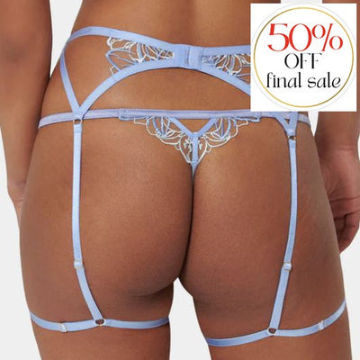 Bluebella Lilly Thigh Harness in Hydrangea Blue 42217-Anna Bella Fine Lingerie-Hydrangea Blue-XSmall-