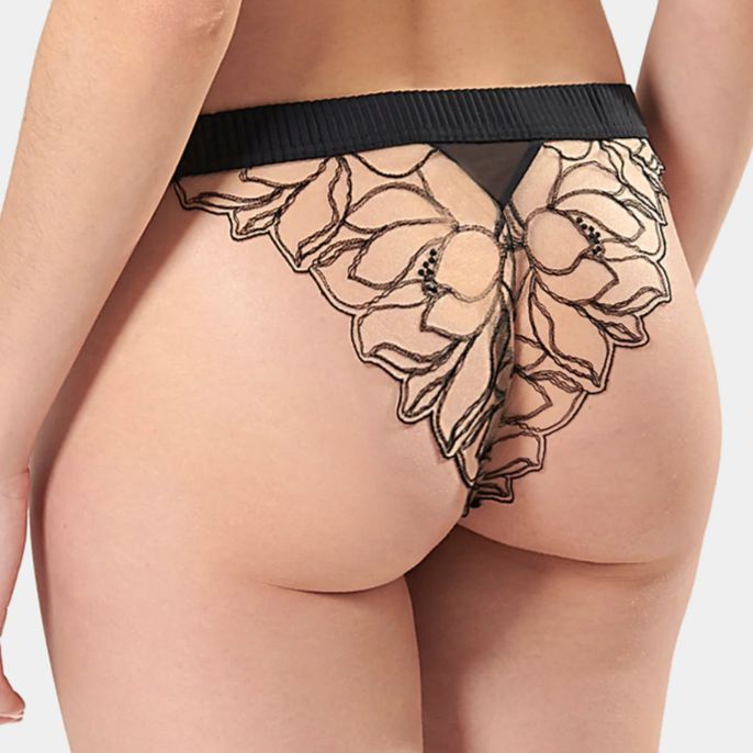 Bluebella Maia Brief 41958-Panties-Bluebella-Black/Sheer-XSmall-Anna Bella Fine Lingerie, Reveal Your Most Gorgeous Self!