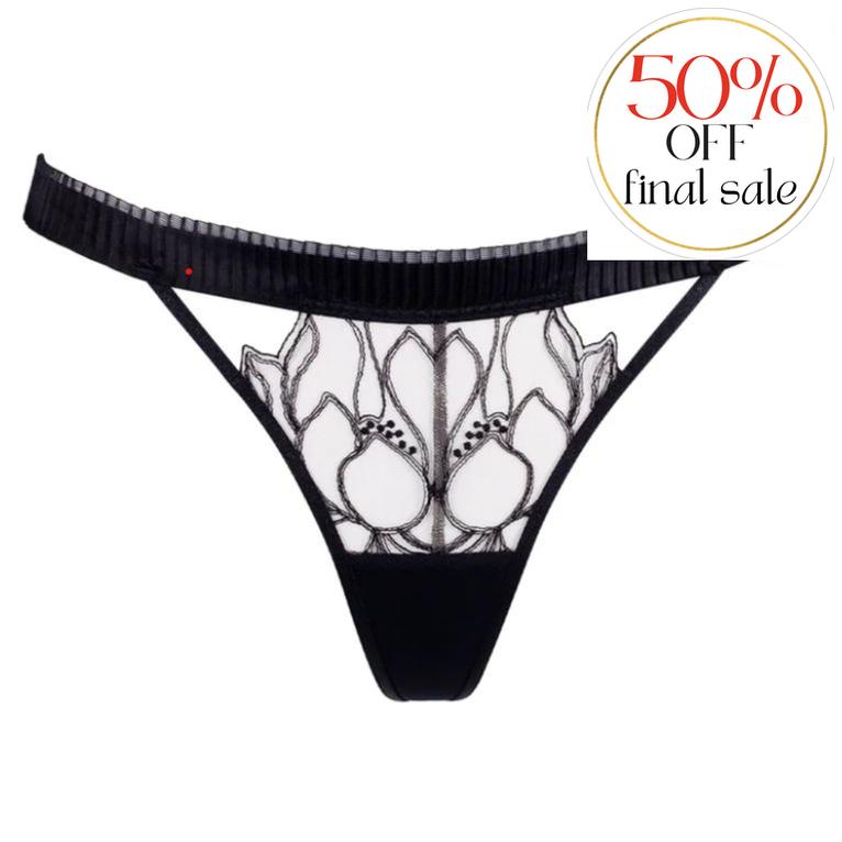 Bluebella Maia Thong 41959-Panties-Bluebella-Black/Sheer-XSmall-Anna Bella Fine Lingerie, Reveal Your Most Gorgeous Self!