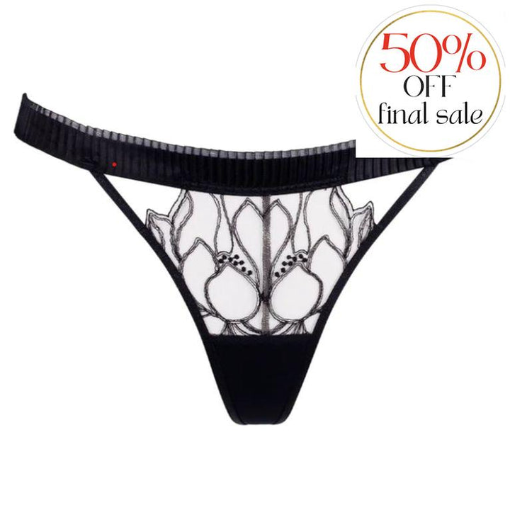 Bluebella Maia Thong 41959-Panties-Bluebella-Black/Sheer-XSmall-Anna Bella Fine Lingerie, Reveal Your Most Gorgeous Self!