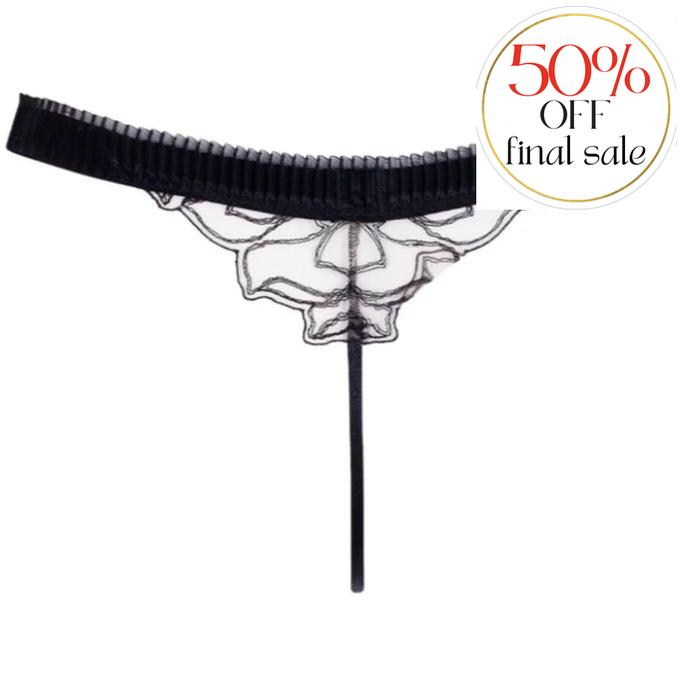 Bluebella Maia Thong 41959-Panties-Bluebella-Black/Sheer-XSmall-Anna Bella Fine Lingerie, Reveal Your Most Gorgeous Self!