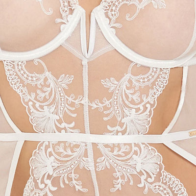 Bluebella Marseille Basque in White 41551-Anna Bella Fine Lingerie-Black-34-B