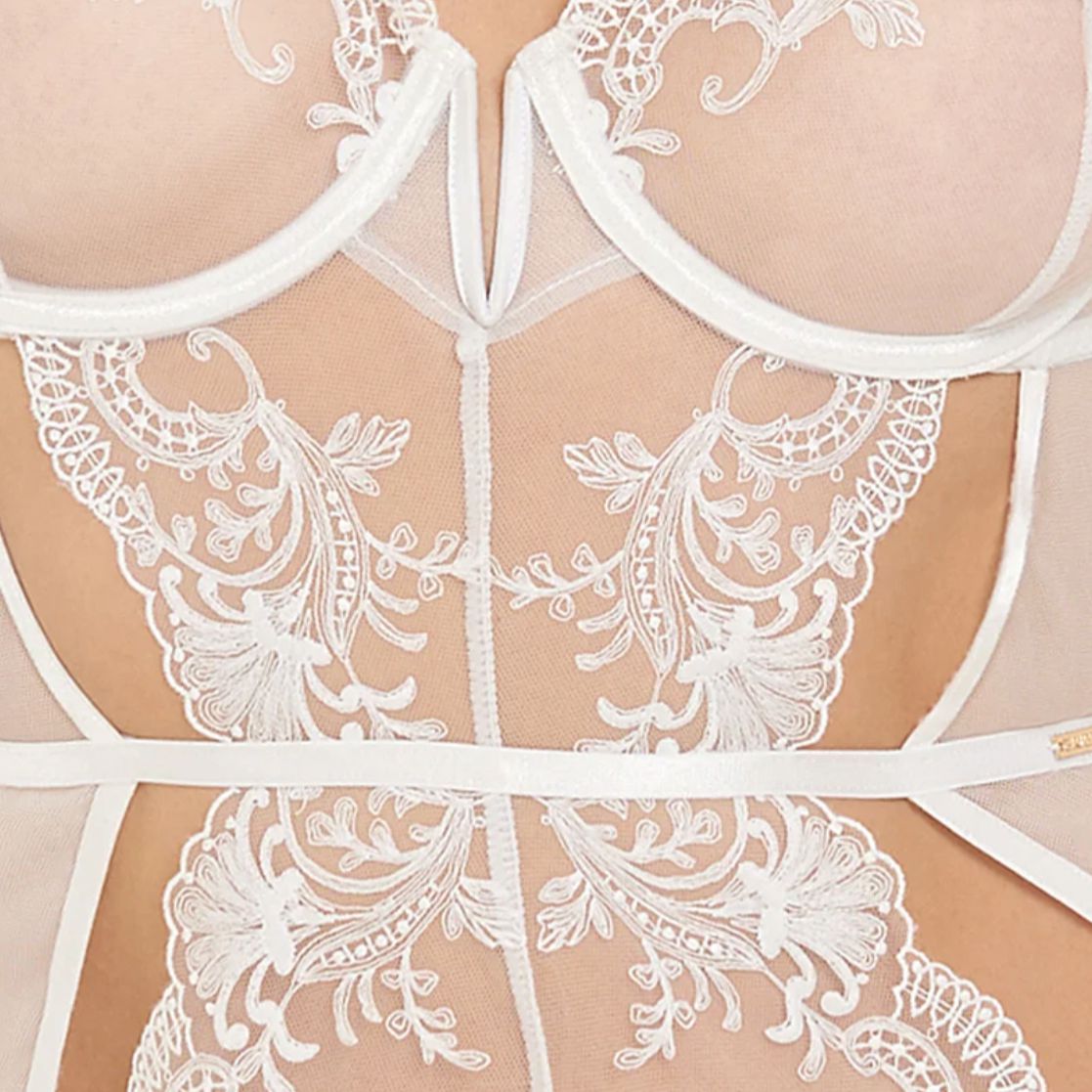 Bluebella Marseille Basque in White 41551-Corsets / Bustiers-Bluebella-Black-34-B-Anna Bella Fine Lingerie, Reveal Your Most Gorgeous Self!