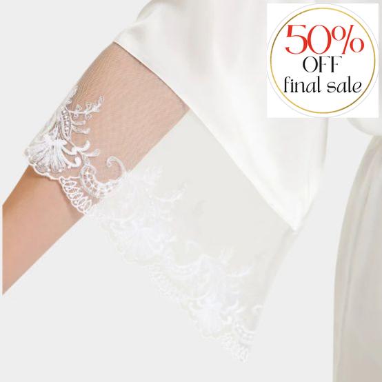 Bluebella Marseille Luxury Satin Kimono White 41903-Robes-Bluebella-White-Small-Anna Bella Fine Lingerie, Reveal Your Most Gorgeous Self!