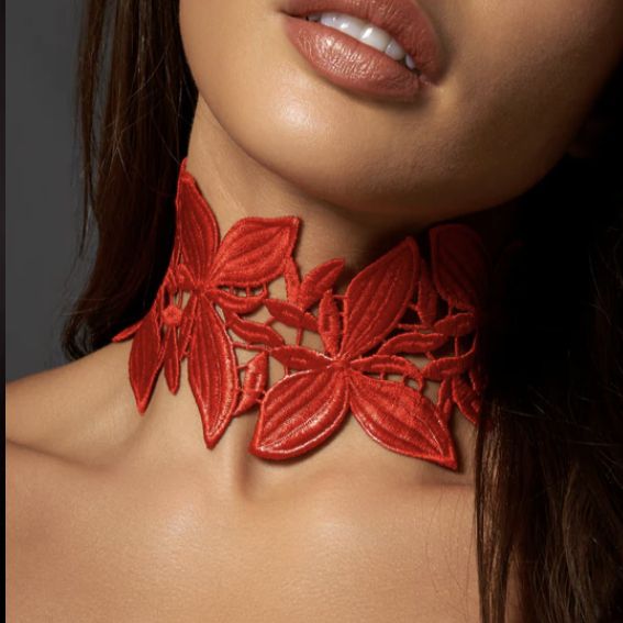 Bluebella Ophelia Choker in Red 42448-Anna Bella Fine Lingerie-Red-One Size-