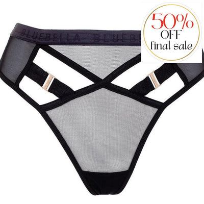 Bluebella Oslo High-Waist Thong 41343-Panties-Bluebella-Black-XSmall-Anna Bella Fine Lingerie, Reveal Your Most Gorgeous Self!