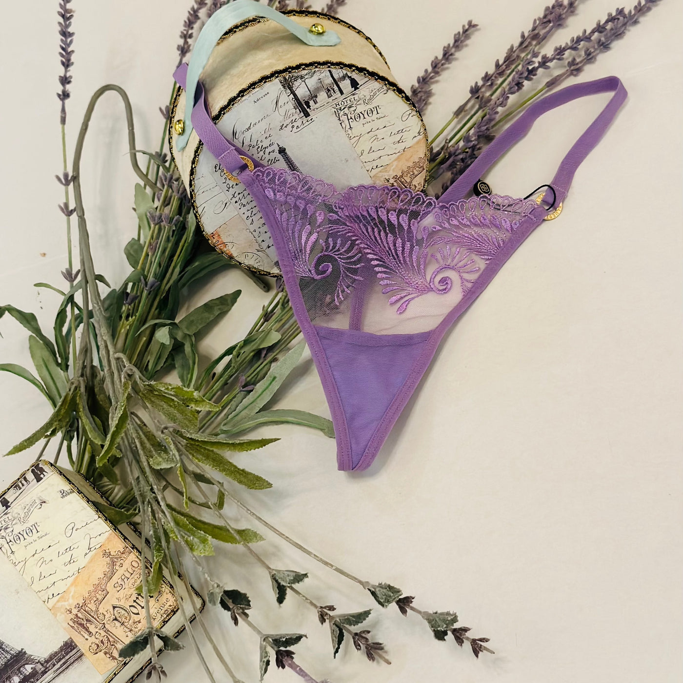 Bluebella Rafaela Thong in Purple Rose 41969-Panties-Bluebella-Purple Rose-XSmall-Anna Bella Fine Lingerie, Reveal Your Most Gorgeous Self!