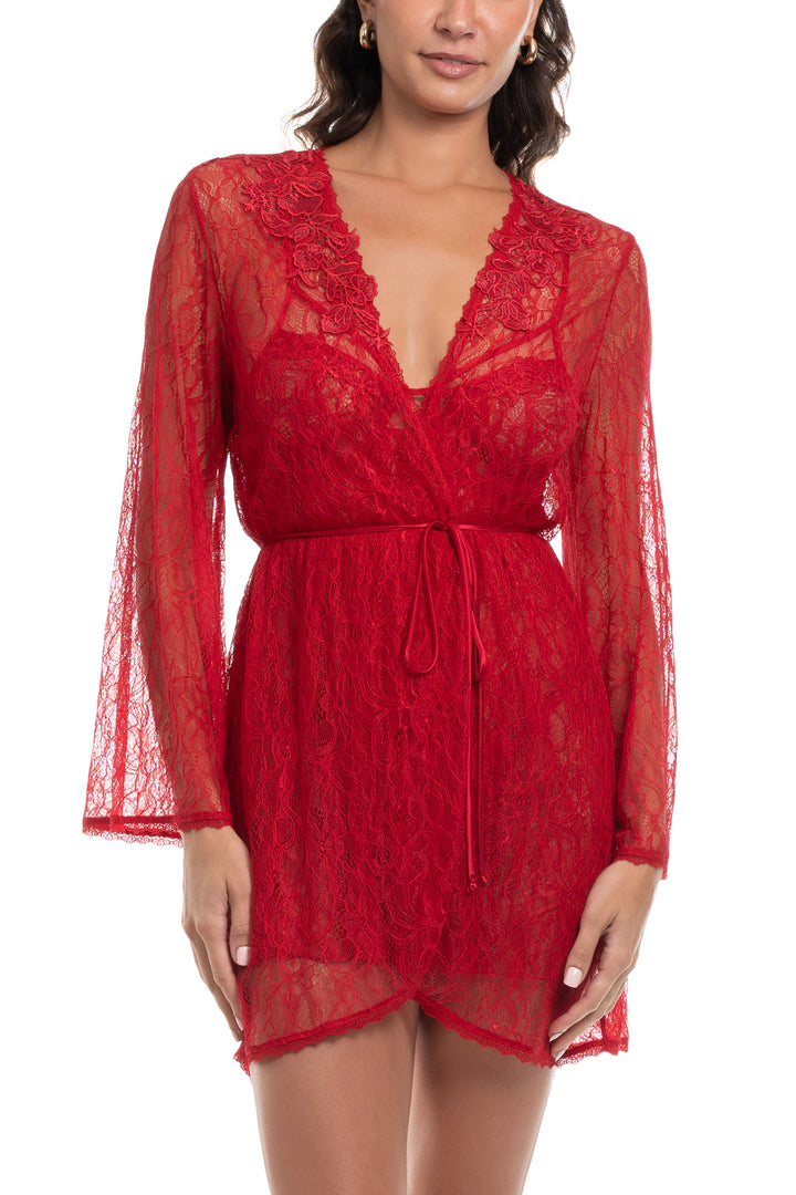 Jonquil Cassie Lace Wrapper in Bright Red CSZ031