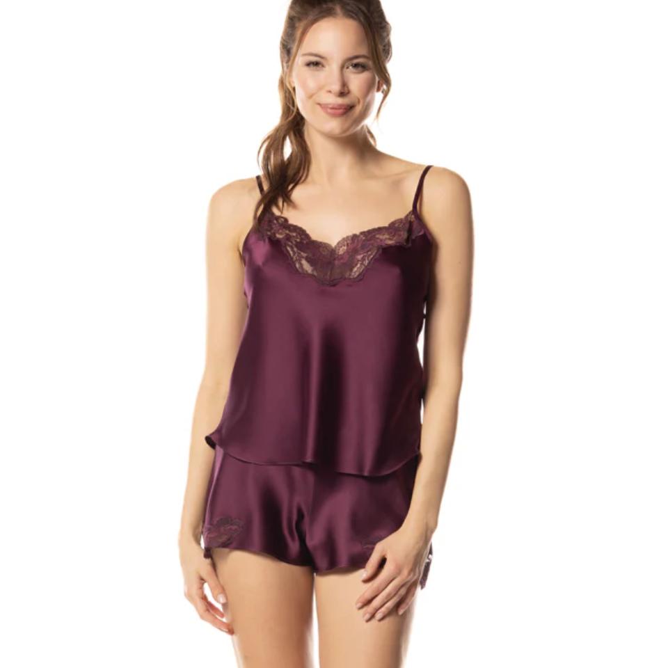 Christine Candy Cami Tap Set Faberge Edition BIJR1449 in Black Cherry-Loungewear-Christine Designs-Black Cherry-Small-Anna Bella Fine Lingerie, Reveal Your Most Gorgeous Self!