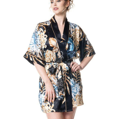 Christine Designs Dynasty Short Robe with Piping DYN4010-Anna Bella Fine Lingerie-Dynasty-Small-