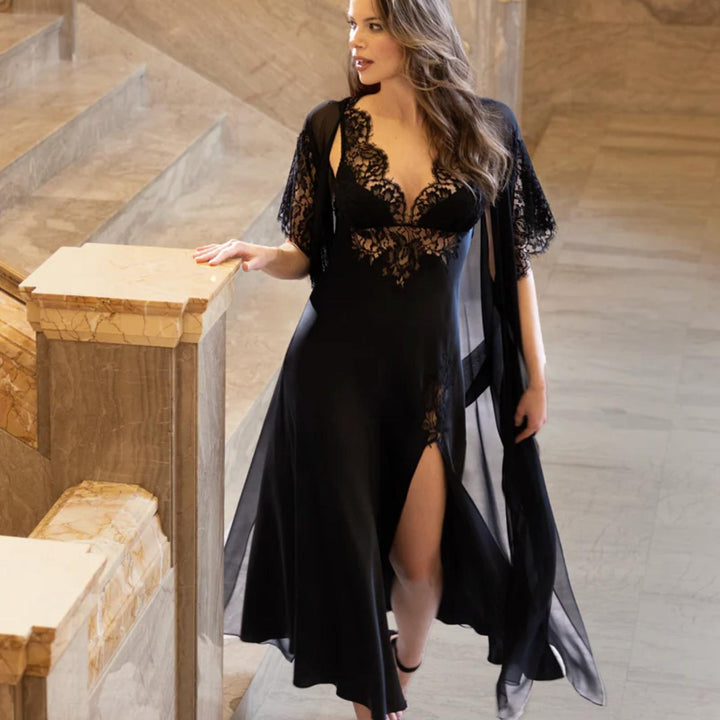 Christine Diva Inferno Gown in Black DI17126-Christine Designs-Black-Small-Anna Bella Fine Lingerie, Reveal Your Most Gorgeous Self!